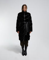 Contrast faux fur coat