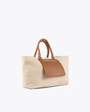 Faux shearling tote bag