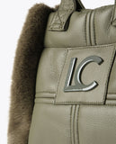 Faux leather and faux fur crossbody bag