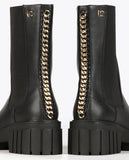 Black ankle boots with chain