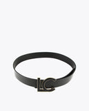 Faux leather belt with covered buckle