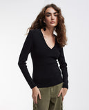 Knit sweater embellished with rhinestones