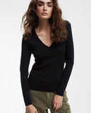 Knit sweater embellished with rhinestones