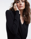 Knit sweater embellished with rhinestones