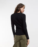 Knit sweater embellished with rhinestones