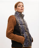 Padded Vest with Animal Print and Gold Details