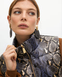 Padded Vest with Animal Print and Gold Details