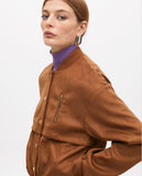 Suede Bomber Jacket with Pocket Detail