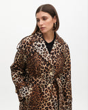 Short Animal Print Trench Coat with Belt