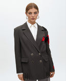 Oversized Double-Breasted Blazer with Patches