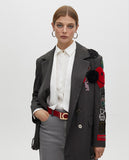 Oversized Double-Breasted Blazer with Patches