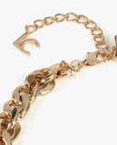 Short Leopard Logo Necklace with Chains and Pearls