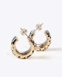 Bicolor Animal Print Double Hoop Earrings