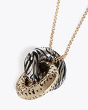 Long Two-tone Knot Necklace with Animal Print