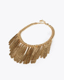 Metallic Fringe Bib Necklace