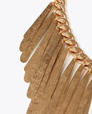 Metallic Fringe Bib Necklace