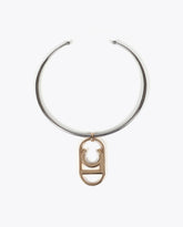 Short Rigid Necklace with Oval Logo