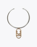 Short Rigid Necklace with Oval Logo