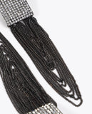 Square Crystal Tassel Earrings