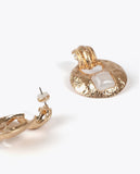 Hammered Metal Inlaid Earrings