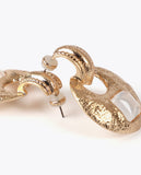 Hammered Metal Inlaid Earrings