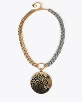 Combined Chain Necklace with Tiger Face Jewel Medallion