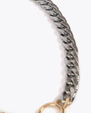 Combined Chain Necklace with Tiger Face Jewel Medallion