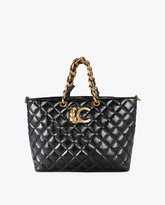 Quilted Shopper Bag with Chain Handle and Leopard LC