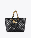 Quilted Shopper Bag with Chain Handle and Leopard LC