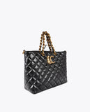 Quilted Shopper Bag with Chain Handle and Leopard LC