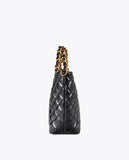 Quilted Shopper Bag with Chain Handle and Leopard LC