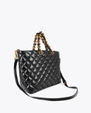 Quilted Shopper Bag with Chain Handle and Leopard LC