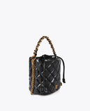 Quilted Drawstring Bag with Leopard LC Logo