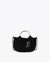 Small pleated bag with a waxed leather effect and 'bags lovers' tag