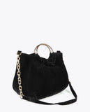 Pleated Faux Leather Effect Bag with 'bags lovers' Tag