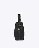 Tweed Bag with Ruched Handle and LC Leopard Logo