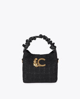 Small Tweed Bag with Ruched Handle and Leopard LC Logo