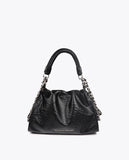 Medium-Sized Bag with Crinkled Leather Effect and XL Studs