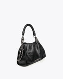 Medium-Sized Bag with Crinkled Leather Effect and XL Studs
