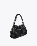 Medium-Sized Bag with Crinkled Leather Effect and XL Studs