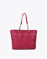 Logo Quilted Shopper in Faux Leather with Mixed Chain Handle