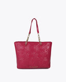 Logo Quilted Shopper in Faux Leather with Mixed Chain Handle