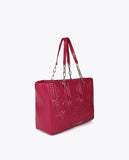 Logo Quilted Shopper in Faux Leather with Mixed Chain Handle