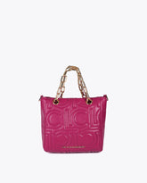 Quilted Logo Mini Shopper in Faux Leather with Chain Handle