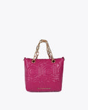 Quilted Logo Mini Shopper in Faux Leather with Chain Handle