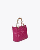 Quilted Logo Mini Shopper in Faux Leather with Chain Handle