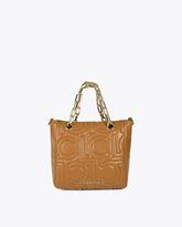 Quilted Logo Mini Shopper in Faux Leather with Chain Handle