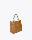 Quilted Logo Mini Shopper in Faux Leather with Chain Handle