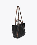 Mini shopper bag with animal print leather effect details