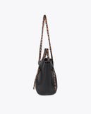 Mini shopper bag with animal print leather effect details